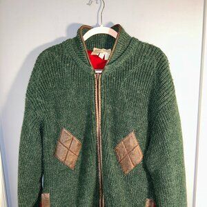Gucci Chunky Rib Knit Green with Leather Accents Sweater, Men's XL, Vintage